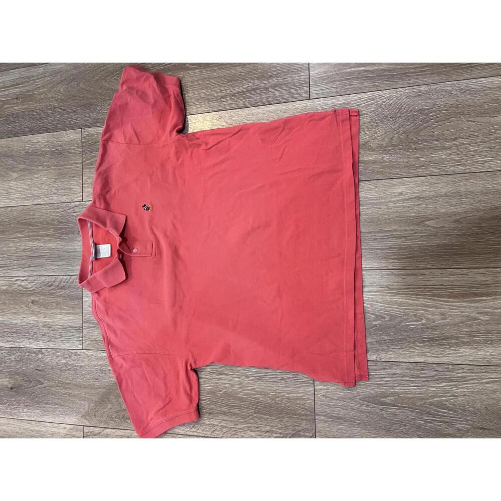 Disney Men's Salmon Polo Shirt with Mickey Mouse Embroidery, Size Large